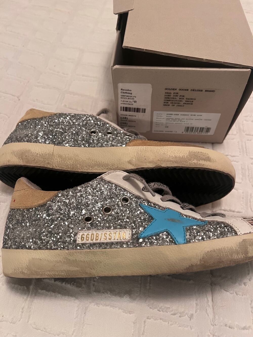 Authentic Golden Goose Superstars Sneaker GGDB 38 Glitter Horsy